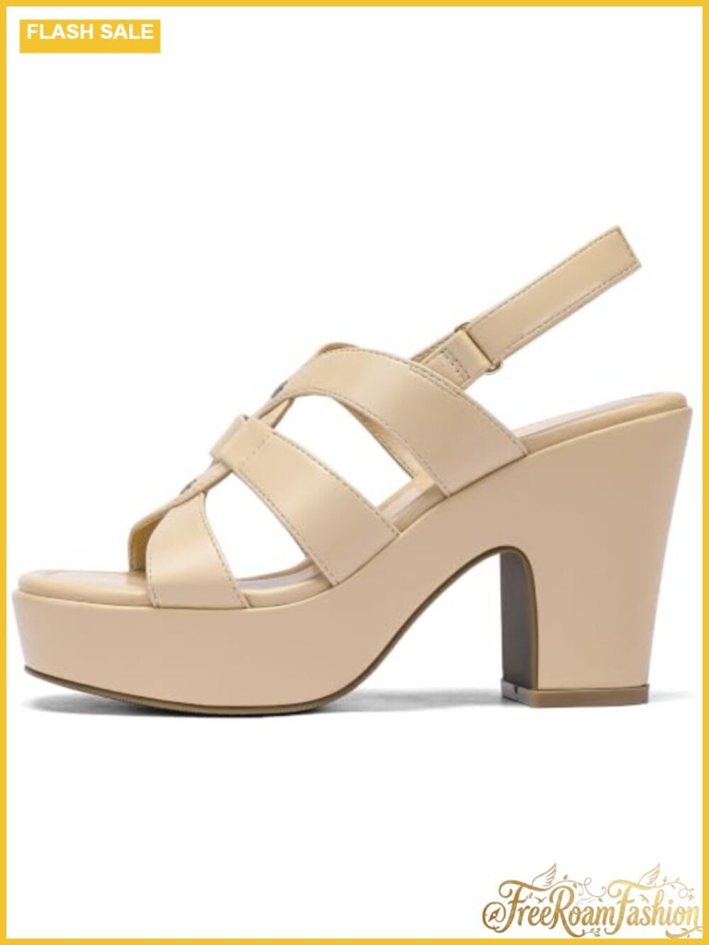 Platform High Heels 4 Inch Block Heeled Open Toe Slingback Sandals